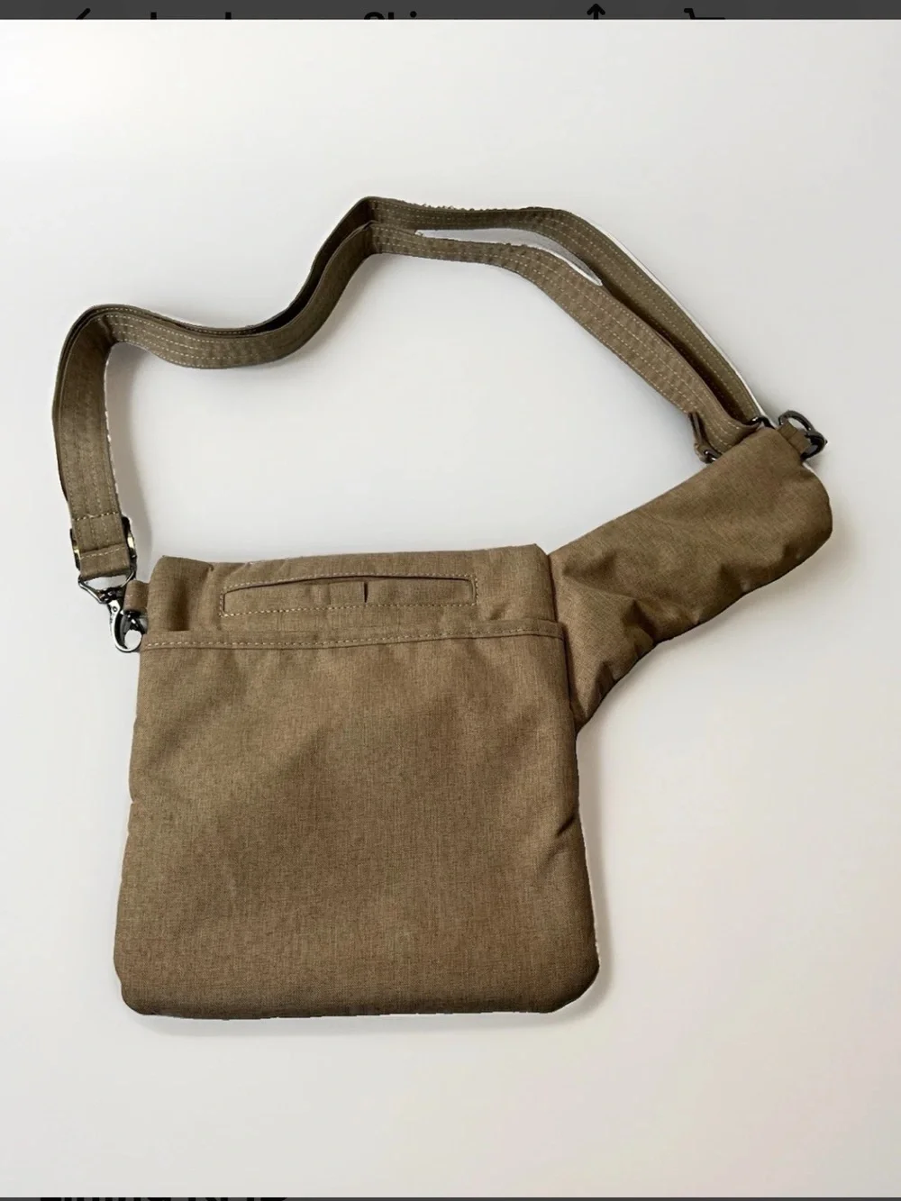 lug Quilted Messenger Sling Bag in Taupe